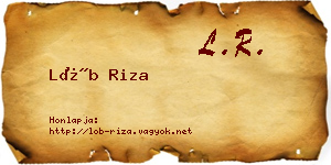 Löb Riza névjegykártya